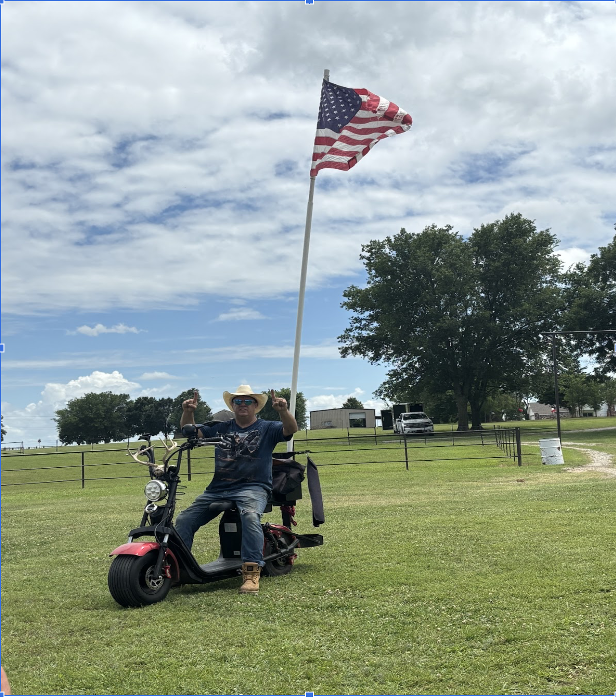 Uncle Tyler with flag